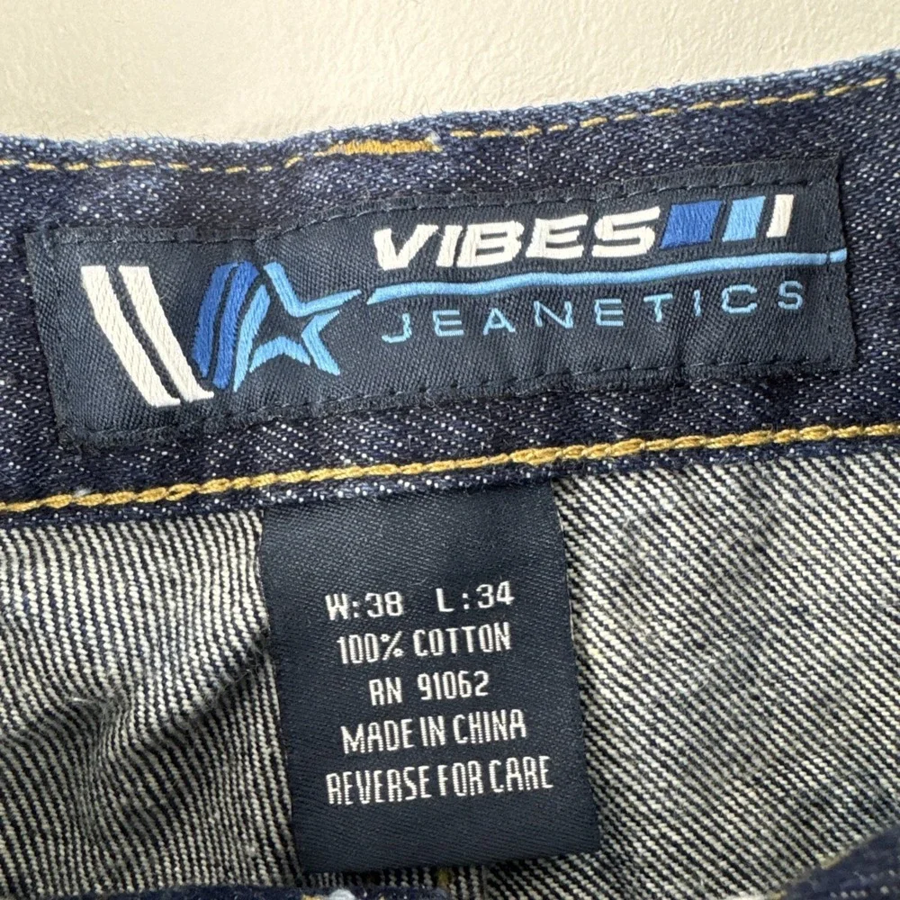Vintage Vibes Jeans Mens 38x34 Blue Denim Baggy Loose Jeanetics Y2K Wide Leg